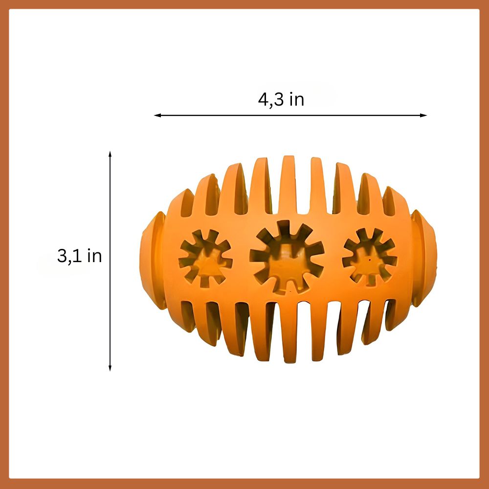 Raya Natural Rubber Dog Toy – Treat Dispensing Rugby Toy