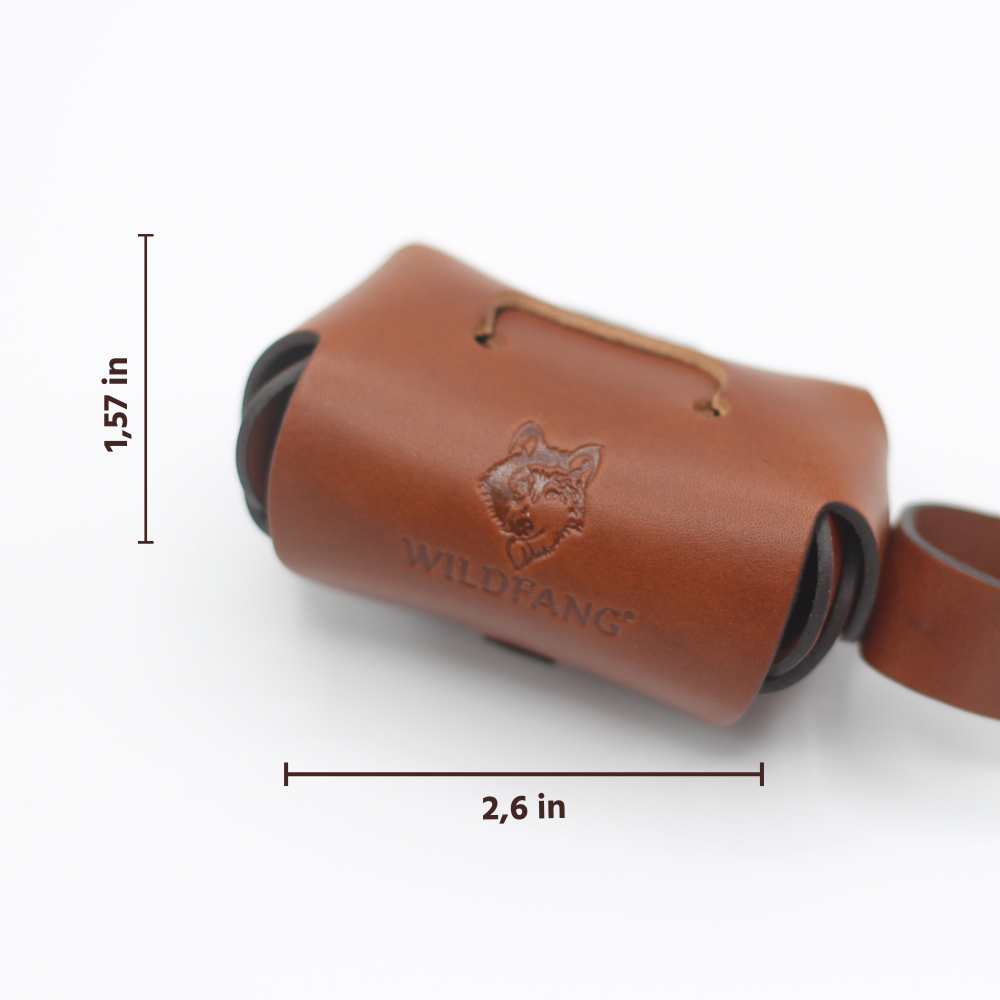 Leather Dog Poop Bag Holder for Leash – Double Roll Dispenser